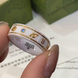 Gucci planet white ceramic ring