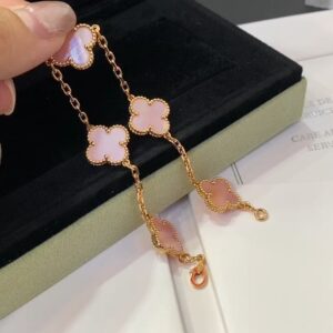 Custom VCA pink pearl five flowers bracelet