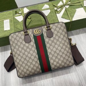 Gucci Ophidia business briefcase with GG Supreme canvas