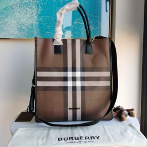 Burberry PVC leather grid tote bag