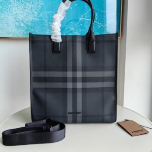 Burberry PVC leather grid tote bag