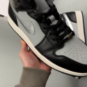 Air Jordan 1 Mid SE black gray silver shoe
