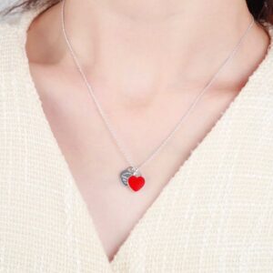 Tiffany double heart enamel necklace