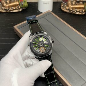 Bulgari Octo series blue green white lumino dial wristwatch