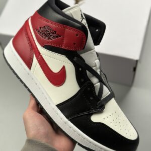 Air Jordan 1 Mid black red authentic shoe