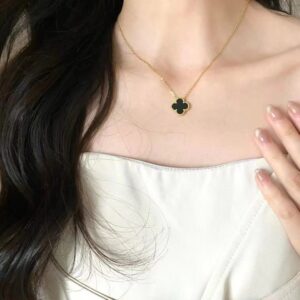 Colorful four leaf clover necklace