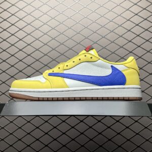 Travis Scott x Air Jordan 1 Low Reverse Hook DZ4137-700 Yellow Blue