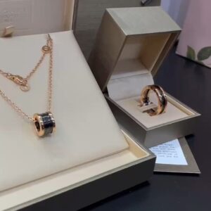 Bvlgari black ceramic necklace with ceramic ring