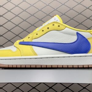Travis Scott x Air Jordan 1 Low Reverse Hook DZ4137-700 Yellow Blue