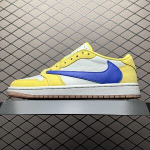 Travis Scott x Air Jordan 1 Low Reverse Hook DZ4137-700 Yellow Blue