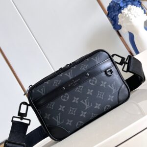 M46955 black premium leather alpha postman bag