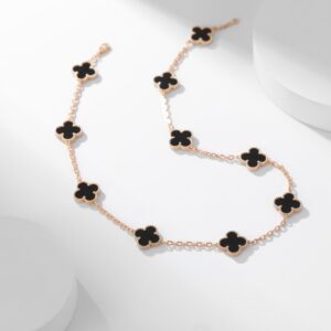 Ten flower black agate necklace