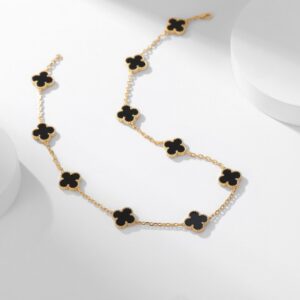 Ten flower black agate necklace