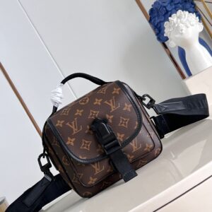 M46973 monogram premium leather quest postman bag