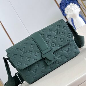 M24439 green premium leather s-cape postman bag