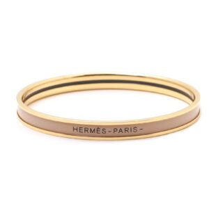 Narrow enamel bracelet with gold rim and coffee color numbered 0001553211