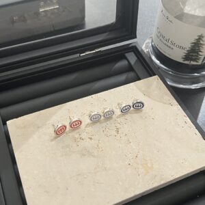 925 silver interlocking g enamel stud earrings