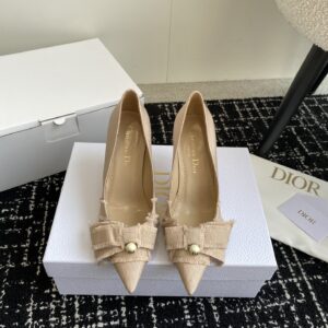 Dior CD Bow Pearl Cat Heel Shoes