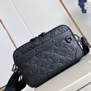 M46955 black premium leather alpha postman bag