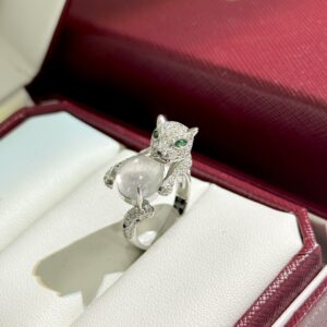 Cartier panther ring with jade