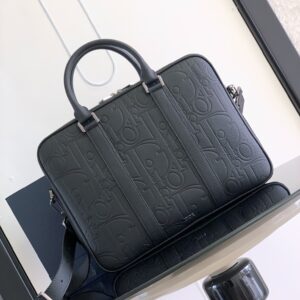 Briefcase with Dior gravity print leather