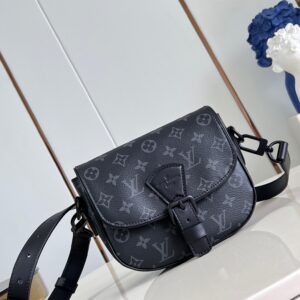 N47060 black premium leather montsouris small postman bag