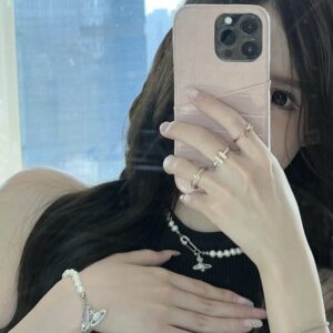 Saturn Pearl Bracelet and Necklace