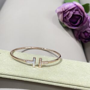 Tiffany double T diamond shell cuff bracelet
