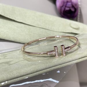 Tiffany full diamond double T bracelet