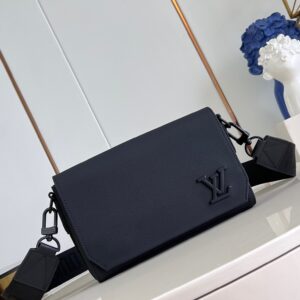 M24769 black premium leather small postman bag