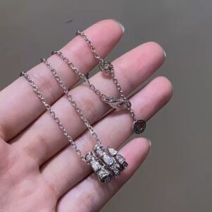 Gold snake necklace with diamonds