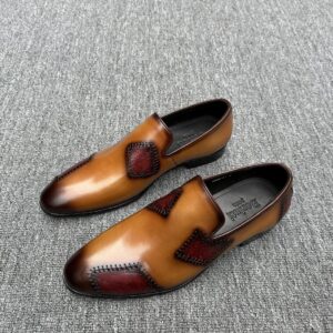 Men's hand-painted leather dress shoes