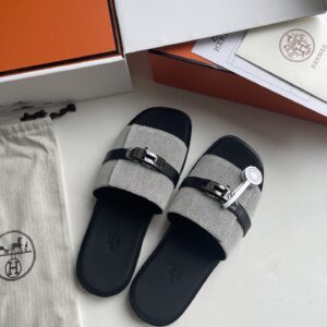 H brand kelly buckle mens slipper with imported leather sole