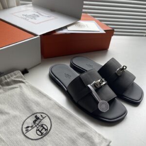 H brand kelly buckle mens slipper with imported leather sole