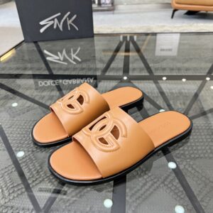 DU brand Italian leather sole mens slipper