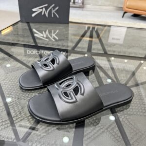 DU brand Italian leather sole mens slipper