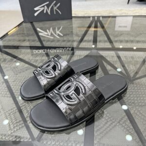 DU brand Italian leather sole mens slipper
