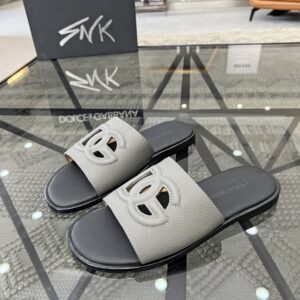 DU brand Italian leather sole mens slipper