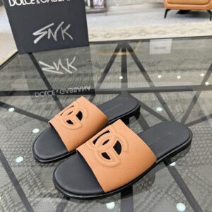 DU brand Italian leather sole mens slipper