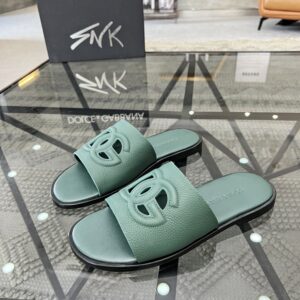 DU brand Italian leather sole mens slipper
