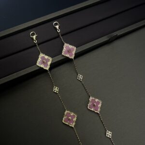 Three flower bracelet pink pearl