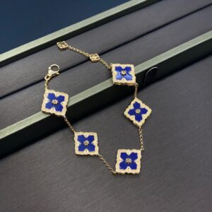 Five flower bracelet deep blue pearl