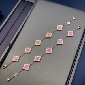 Five flower bracelet pink pearl
