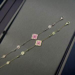 Single flower bracelet pink pearl
