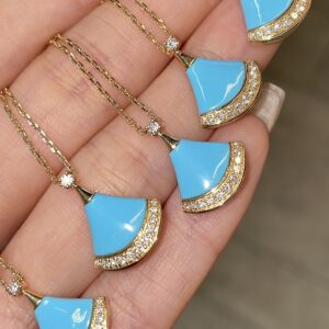 Lady White jade fan necklace