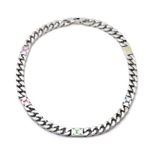 Mosaic necklace with enamel LV letter and monogram