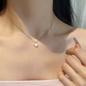 Mini white four-leaf necklace