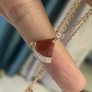 Bvlgari classic enamel red agate necklace