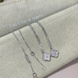 VCA little full diamond four leaf necklace daily hot sale