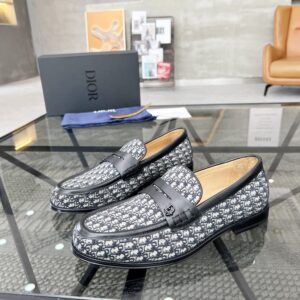 Male formal leather shoes with fabric upper